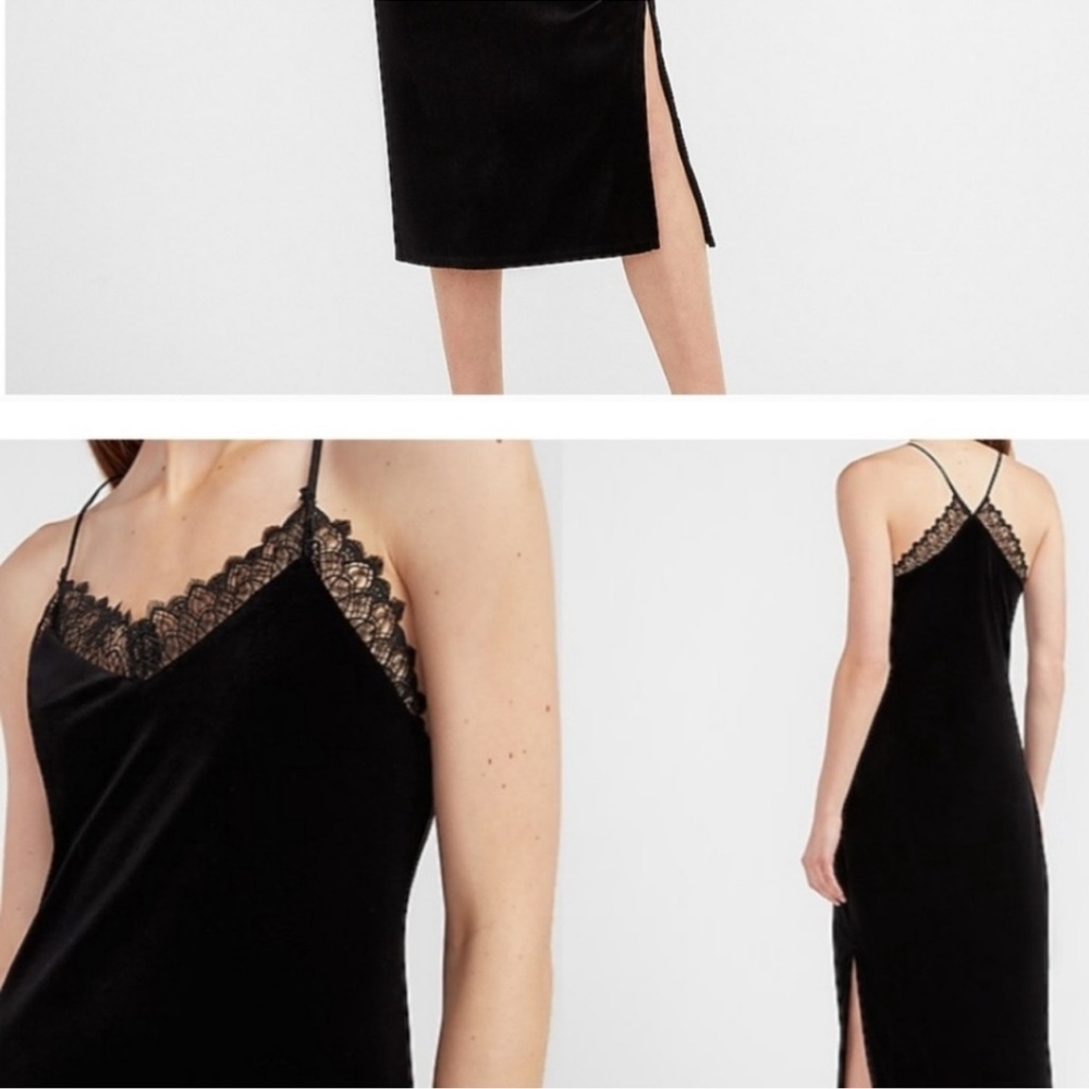 Express Black Lace Trim Midi Dress - Picture 1 of 6